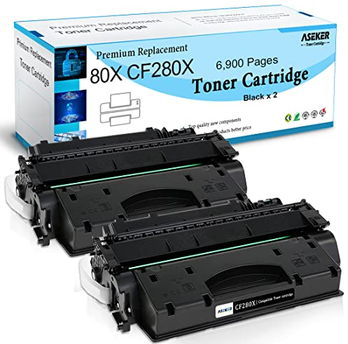ASEKER Kompatibel Tonerkartusche 80X CF280X 80A CF280A für HP Laserjet Pro 400 M401a M401d M401dn M401dne M401dw MFP M425dn M425dw Drucker, Hohe Ausbeute 6900 Seiten (2 Schwarz)