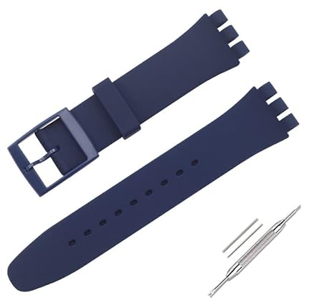 Correa de reloj para reloj Swatch, silicona impermeable (19mm, Azul marino)