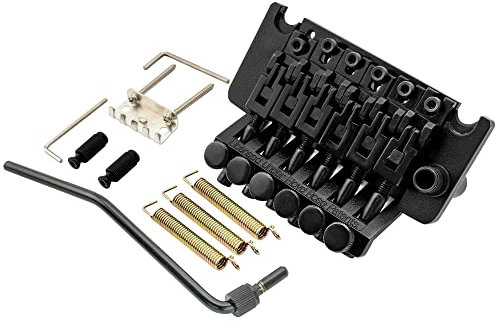 Musiclily Pro BL002 54mm Gitarre Double Locking Tremolo System Steg mit 34mm Messing Block für Floyd Rose Style E-Gitarre, Schwarz