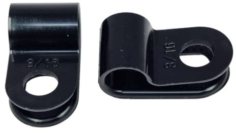 Generic 100 Pack Black Nylon P-Clips, Plastic Cable Clips, 5mm (3/16) Diameter