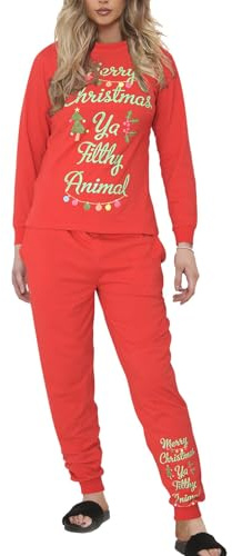 A2Z Ladies Ya Filthy Animal Christmas Cotton Pyjama Set Two Piece Nightwear | Cosy Printed PJS Casual Holiday Outfit Shirt Trousers Womens Sizes S to 2XL