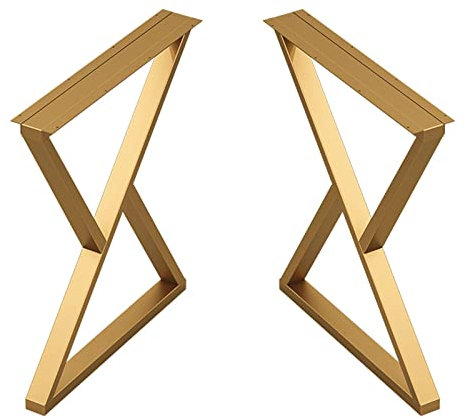 WORDFUN 2 Stück Stahl Tischbeine, 70/100cm Tischfüße Für Esstisch, Vierkantprofil, Tischgestell, Möbelfüße, Schreibtischbeine, Tischkufen Metall Industrial, Color : Gold, Size : 50*