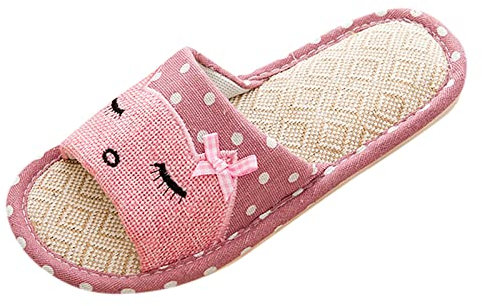 Pantofole Donna Ciabatte Donna Estive Pantofole da Casa per Donna E Uomo, Antiscivolo, in Cotone E Lino, per Interni, Scarpe Traspiranti da Camera da Letto