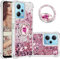 CCSmall Glitzer Clear Sparkly Bling Hülle für Xiaomi Redmi Note 12 4G, Fließende Flüssigkeit Treibsand Cover mit Diamant Ring Halter Hülle für Xiaomi Redmi Note 12 4G LSZ Rose Gold