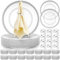 Tioncy Set of 50 Plastic Clear Beads Placemats 33cm Napkin Rings Round Acrylic Decorative Plates for Wedding Party Event (Clear & Silver)