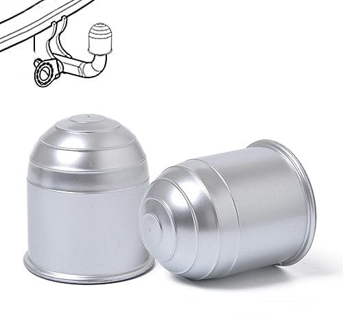 Moollyfox 2 Stück Anhängerkupplung Kappe 50mm Anhängerkupplung Abdeckung Kunststoff Universal 2in Anhängerkupplung Schutzkappe Silber Kappe Anhängerkupplung für Anhänger Wohnmobil PKW LKW RV