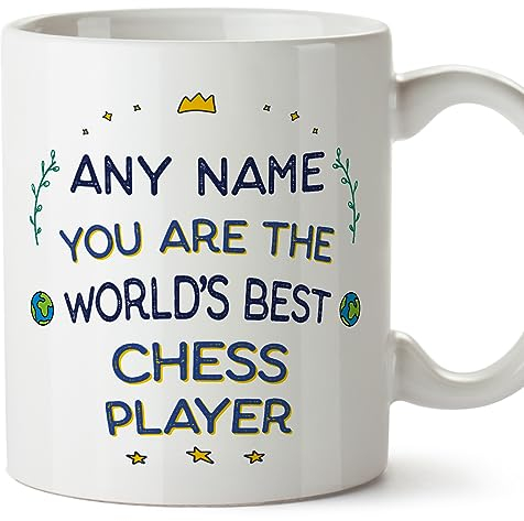 MUGFFINS Tazas Personalizadas para AJEDRECISTA - En Inglés - World's Best - 11 oz / 330 ml - Regalo Personalizable original y divertido