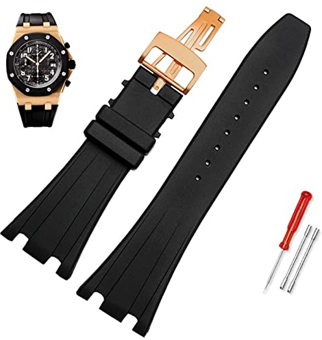 RORFFK Uhrenarmband für AP Royal Oak Uhrenarmband, weiches Silikon, Schwarz, 28 mm, 40 mm, 42 mm, 28mm, Achat