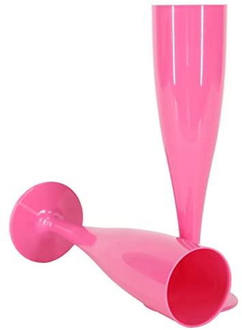 ProductPro 10 x Pink Plastic Prosecco Flutes 175ml Capacity