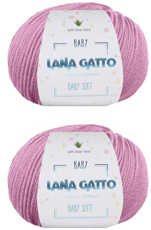 Wolle zum Stricken oder Häkeln 100% Merinowolle Extrafine von Lana Gatto. Baby Soft Linie Kinder, Neugeborene natürlich mit Aloe Vera (2, Rose - 9409)