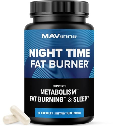 Night Time Fat Burner for Weight Loss Support & Sleep Aid | Appetite Suppressant, Carb Blocker, Nighttime Metabolism Booster for Stomach Fat Burner & Night Shred with Melatonin | Non-GMO, Vegan 60ct