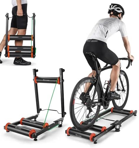 Rulli Per Bici Regolabili, Supporto Da Allenamento Per Bici Pieghevole Adatto a Bici Da 16 a 27,5, Trainer Per Bici Portatile Con Resistenza, Piattaforma Per Bici Da Strada E Mountain Bike