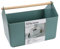 BLUE GINKGO Large Storage Basket – Plastic Caddy with Wooden Handle for Bathroom, Pantry, or Cleaning Supplies (Green)