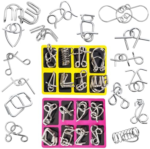 Cuackamily 16 Stück Knobelspiele Kit, Knobelspiele Metall Entwirrung Puzzles, Metallknobellei Set IQ Spiele, Metal Puzzle Denkspiele Spielzeug Geburtstag Gastgeschenke für Kinder und Erwachsene