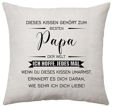 Dieses Kissen Gehört zum Besten Papa - Geschenke von Tochter Sohn, Deko Kissenbezug für Geburtstag, Vatertag, Weihnachten, Jubiläum - Quadratische Zierkissenbezüge