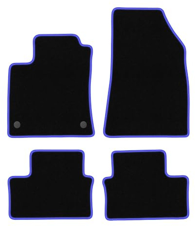 Velours-Fußmatten passend für Renault Clio V 2019-, Schwarz-Blau, CARLUX | passend für Schrägheck; Velours-Teppich (Polypropylen), ca. 6,5 mm; rutschfest, runde Befestigungen (Typ RN)