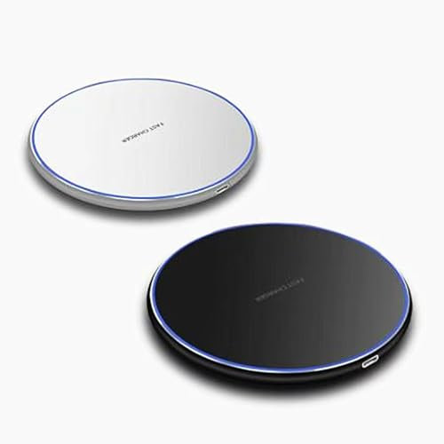 Wireless Charger Desktop,Fast Wireless Charger, Compatible with iPhone 15/14/13/12/11 Pro/Pro Max/XS Max/XR/SE, Samsung Galaxy S23/S22/S21/S10/S9/S8, HUAWEI, Xiaomi (White)