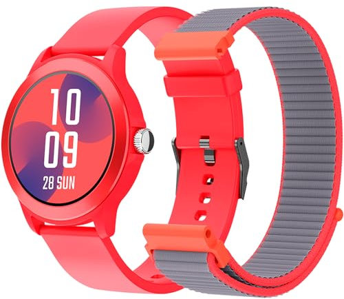 SPC Smartee Duo Vivo – Smartwatch rosso con cinturino intercambiabile, quadrante rotondo ad alta definizione 1.27”, chiamate Bluetooth, 8 giorni batteria, 100 sport, IP68