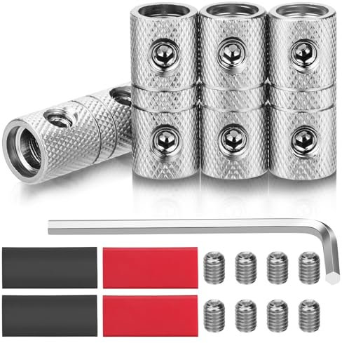 Linkstyle 4PCS 0 Gauge Wire Splice Connectors, 0 Gauge Battery Cable Coupler Audio Wire Butt Connectors, with Wrenches and Screws
