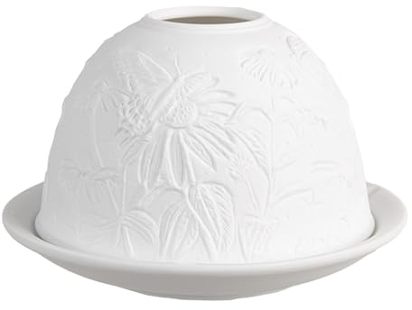 Clayre & Eef Teelichthalter Ø 12x8 cm Weiß Porzellan Blumen