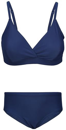 Aquarti Mädchen Bikini Set Bustier Bikinislip Zweiteiliger Badeanzug, Farbe: 039 Dunkelblau, Größe: 164