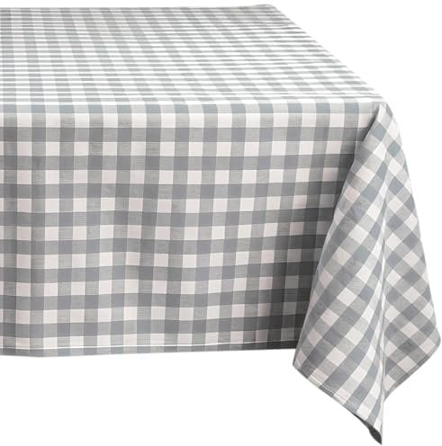 Comart - Tovaglia Square Antimacchia - Copritavolo a Quadretti Vichy 100% Poliestere - Effetto Tessuto - Resistente ai Liquidi - Lavabile in Lavatrice - Quadrata 140x140 cm - 4 Posti - Grigia