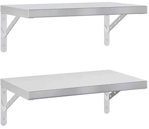 vidaXL Wandregale 2 STK. 50x30 cm Silbern Edelstahl