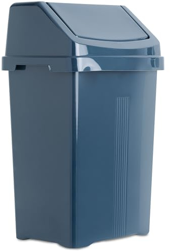 Mülleimer Schwingdeckel 15L eckig Navy Dunkelblau Kunststoff Küche Büro Bad
