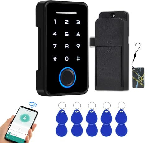 FTes RFKits Tuya - Serratura intelligente nascosta per armadietti, serratura portatile con password, kit di sicurezza elettronico per impronte digitali con scheda RFID, per mobili, liquori,