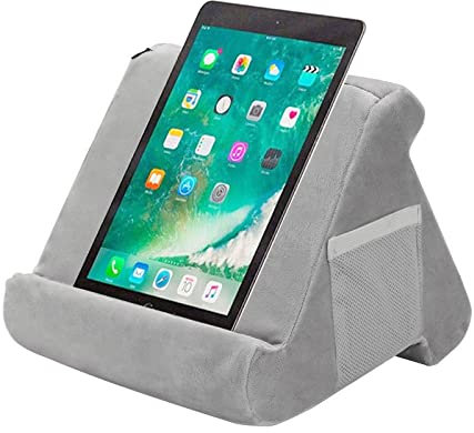 SHMIZZ Tablet Pillow Stand for IPad Soft Pad Rest, Multi Angle Universal Tablet Laptop Soft Reading Cushion Holder (Gray)
