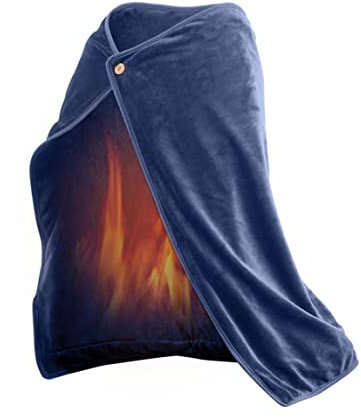 Veesper Chal de calefacción eléctrica, Plush Recargable eléctrico de Peluche eléctrica Manta de Chal con calefacción con calefacción para Azul Invernal
