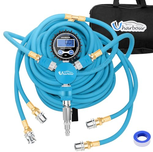 Uharbour 4 Tire Inflation System, Inflates/Deflates All 4 Tires at Once, Upgraded Digital Pressure Gauge