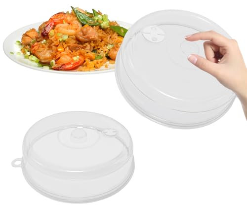 Xpieoyrm 2 Pièces Cloche Micro Onde 23 cm et 17 cm, Anti-éclaboussures résistant couvercle micro-ondes, Cloche micro onde sans BPA, Tailles mixtes pour s'adapter à différentes tailles d'assiettes