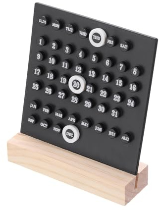 Sarini Ring Ewiger Kalender, Holzkalender, Ewiger Kalender aus Holz, Desktop-Kalenderständer aus Acryl, Macht das Arbeitszimmer und Wohnzimmer stilvoller und zu besonderen Ornamenten