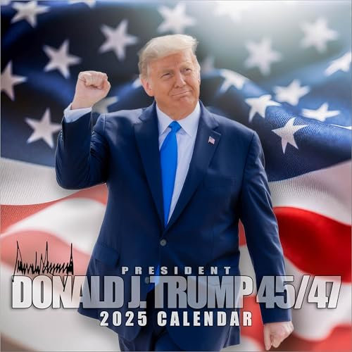 Trump Kalender 2025 2026 Donald Trump Geschenke 45 47 Präsident monatlicher Wandplaner, MAGA, 12 Monate, 30,5 x 61 cm, dickes Papier, großes Raster, Geschenkkalender für Lehrer, Zuhause, Büro