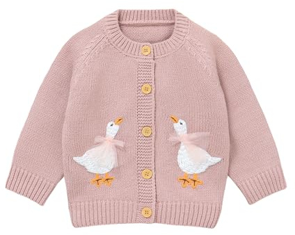 DovFanny Cotton Baby Knitted Romper Girl Boy Cozy Clothes & Socks Set | Infant Warm Sweater Knitted Long Sleeve Jumpers with Cute Goose