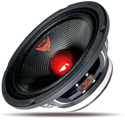 Gaooger MX80S1 Haut-parleur de milieu de gamme 8 pouces Red Bullet, 700 W max, 4 Ohms, haut-parleurs de porte audio de qualité supérieure pour système audio stéréo de voiture ou camion, noir (1