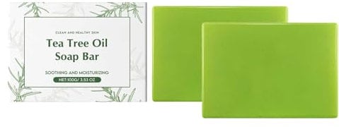 Tea Tree Oil Soap Bar, Natural Organic Bath Soaps, Facial Cleanser and Body Oder Moisturizer for Women Men, Tea Tree Soap (2)