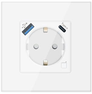 LOUYSGEN Zigbee Socket Energieüberwachung,Typ C und USB,Weiß | Benötigen Sie Zigbee Hub, 20 W PD-Schnellladung, APP-Steuerung