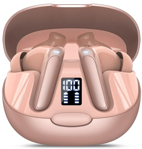 AI Kopfhörer Übersetzer,3-in-1 Sprachübersetzer Kopfhörer 164 Sprachen mit App(Ohne Aktivierungscode),7 Übersetzungsmodi Echtzeit Übersetzer Ohrhörer,48H Bluetooth 5.3 Übersetzer Kopfhöre, Roségold