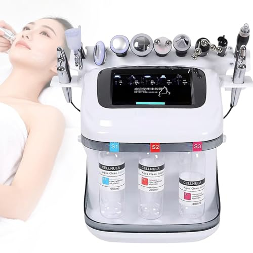 UIBAO 10-in-1 Professionelles Hydrafacial Gerät, Aqua Peeling & Wasser Dermabrasion Gesichtspflegegerät Mit 10 Handstücken/LCD-Touchscreen,Tiefenreinigung,Hautverjüngung & Straffung