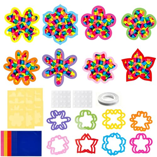 Nivofu Bastelset Frühling Kinder, Fensterbilder Basteln Set mit Blumen und Schmetterlingen, DIY Fensterdeko Selbstklebend, Frühlingsdeko Basteln für Kindergeburtstag Beschäftigung, Window Color Set