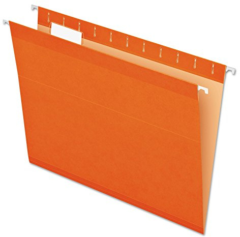 Pendaflex Reinforced Hanging File Folders, Letter Size, Orange, 1/5 Cut, 25/BX (4152 1/5 ORA)