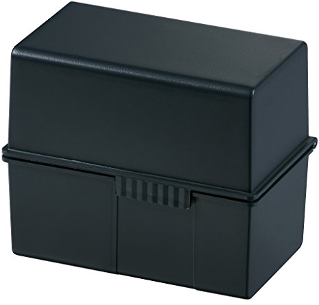 HAN Karteibox DIN A6 quer – innovatives, attraktives Design für 400 Karteikarten mit Stahlscharnier und Schnappverschluss, schwarz, 976-13, 1 STÜCK