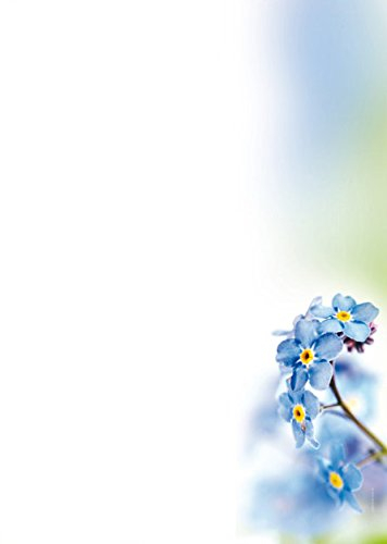 Natur und Blumen Motivpapier Veilchen, 20 Blatt Briefpapier DIN A4, 90g/qm