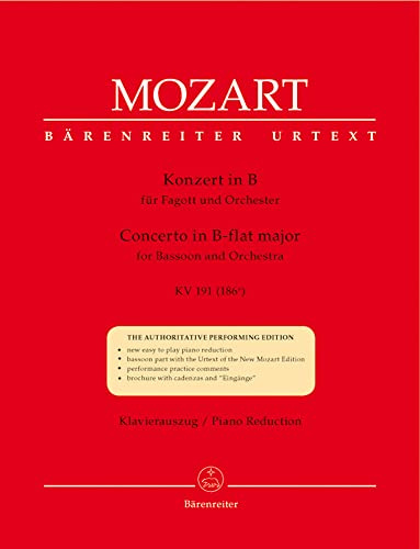 BARENREITER MOZART W.A. - KONZERT IN B KV 191 - FAGOTT, KLAVIER