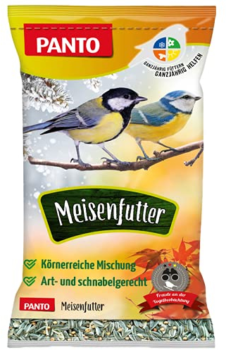 PANTO Meisenfutter – 2,5 kg Wildvogelfutter ganzjährig, Körnermischung für Wildvögel ohne Weizen, Hafer & Gerste, Vogelstreufutter für Meisen und andere Körnerfresser