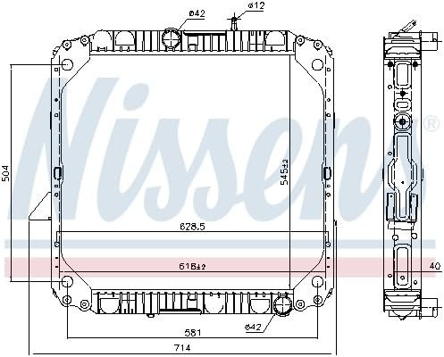 NISSENS Kühler Motorkühlung Kühler Wasserkühler Motorkühler Netzbreite 628mm Netzlänge 545mm Netztiefe 40mm 62563