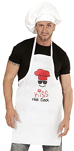 W WIDMANN MILANO Party Fashion, Schürze Kiss the Cook, auffälliges Design, langlebiges Material, Einheitsgröße, praktisch und funktional, das ideale Geschenk für Kochliebhaber