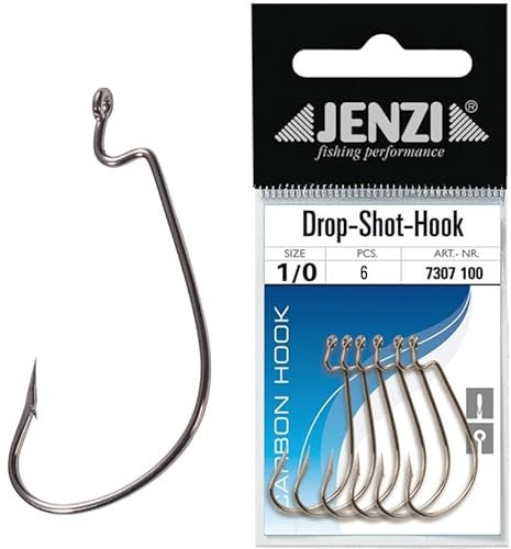 JENZI Drop Shot Haken Typ Circel Größe 1/0 Titan,mittellanger Schenkel
